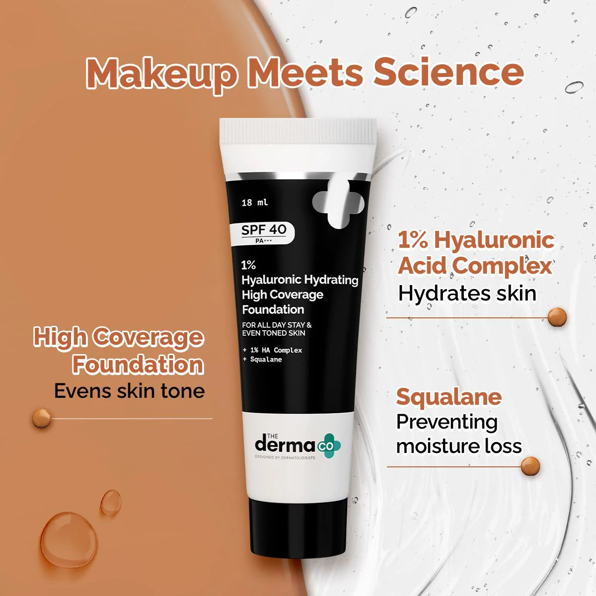 1% Hyaluronic Hydrating High Coverage Foundation - 18ml | Beige - Image 2