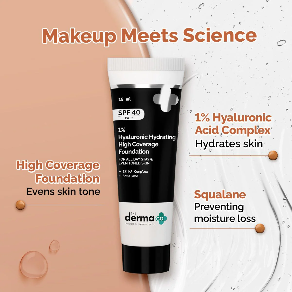 1% Hyaluronic Hydrating High Coverage Foundation - 18ml | Ivory - Image 2