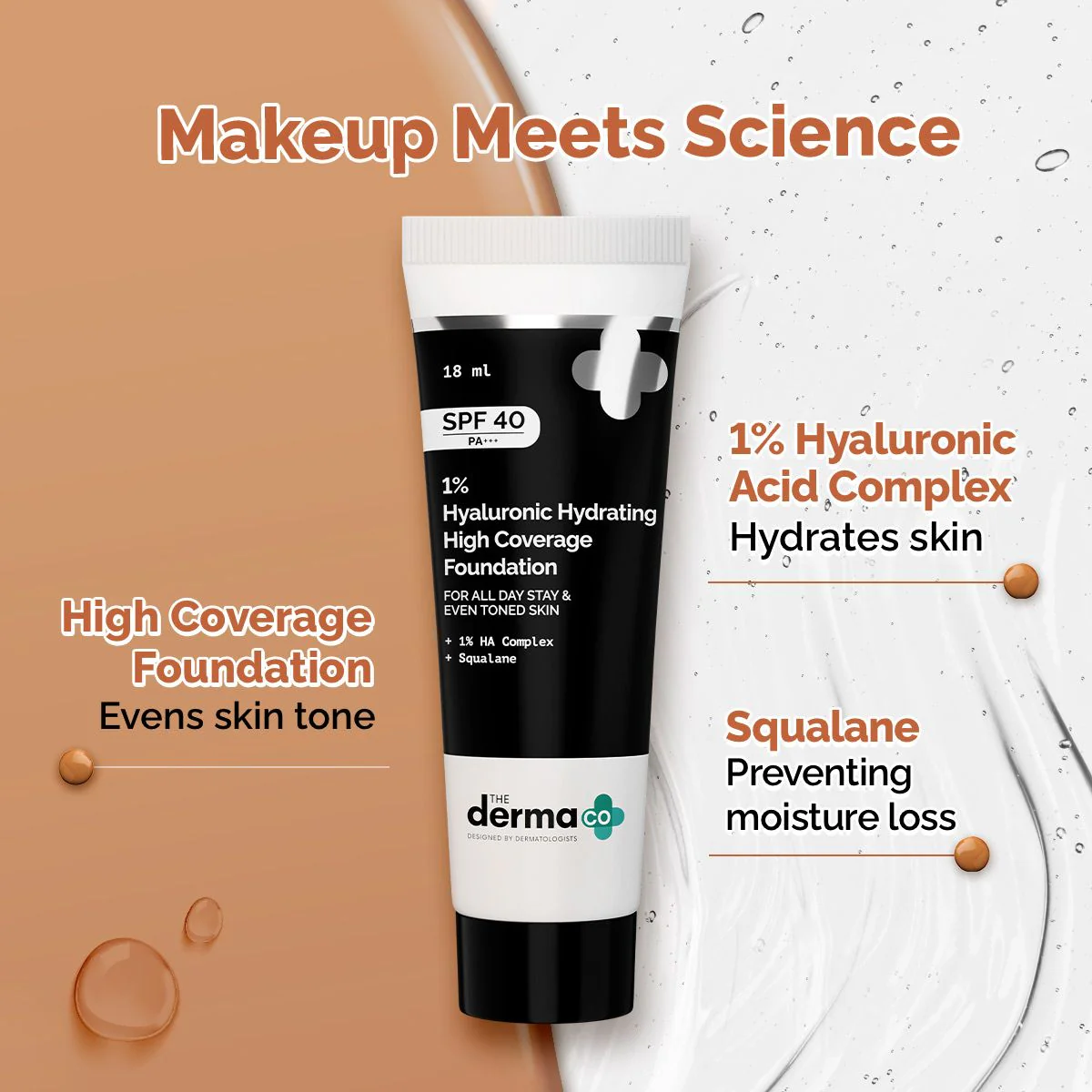 1% Hyaluronic Hydrating High Coverage Foundation - 18ml | Natural - Image 2