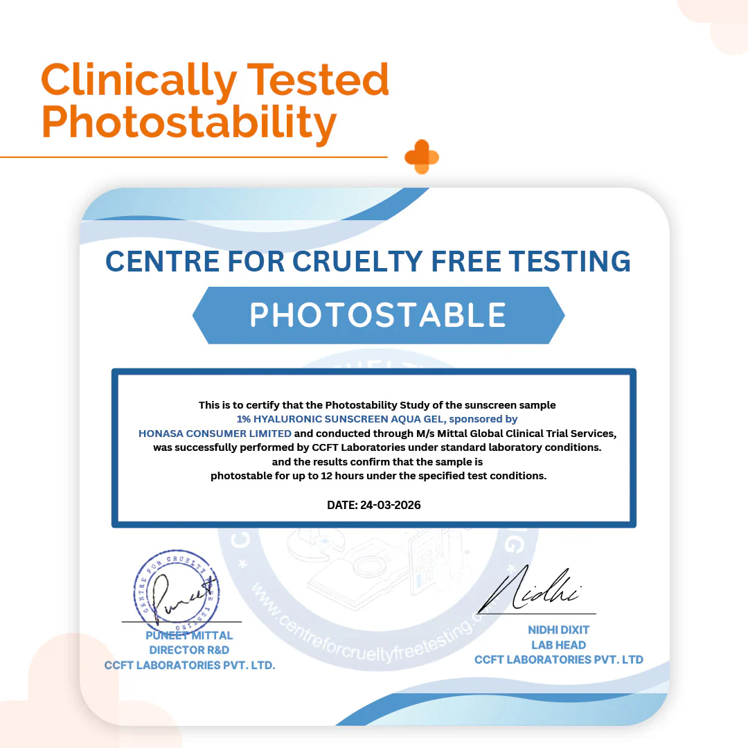 1% Hyaluronic Sunscreen Aqua Gel In Vivo Tested (ISO 24444:2019 Certified, CTRI/2025/02/080287) for Broad Spectrum & Blue Light Protection for Oily, Dry, Acne-prone Skin (Pack of 2) - Image 3