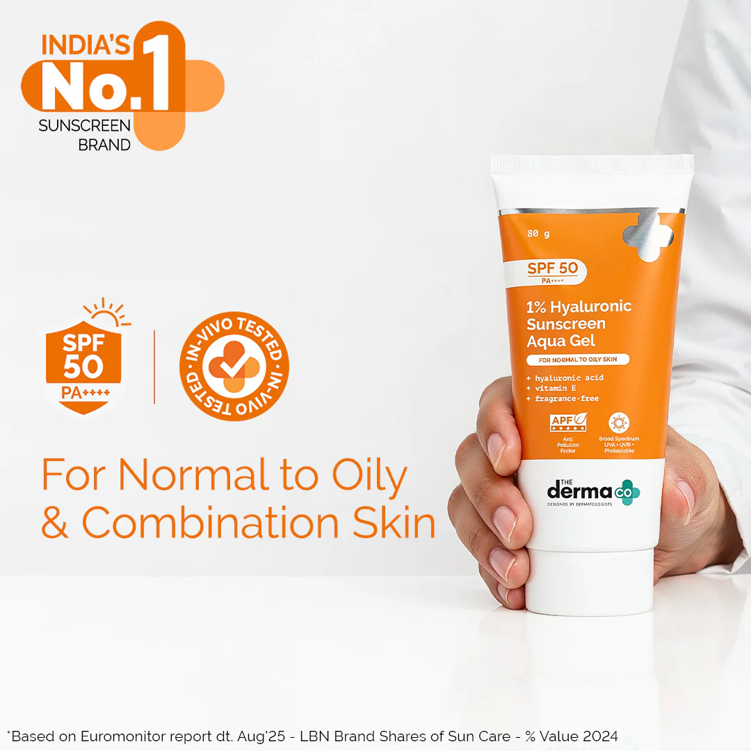 1% Hyaluronic Sunscreen Aqua Gel In-Vivo Tested (ISO 24444:2019 Certified, CTRI/2025/02/080287) with SPF 50 & PA++++ - 80g - Image 3