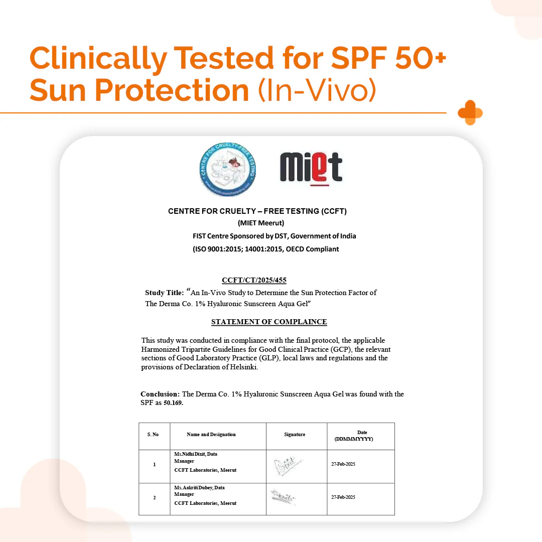 1% Hyaluronic Sunscreen Aqua Gel In-Vivo Tested (ISO 24444:2019 Certified, CTRI/2025/02/080287) with SPF 50 & PA++++ - 80g - Image 5