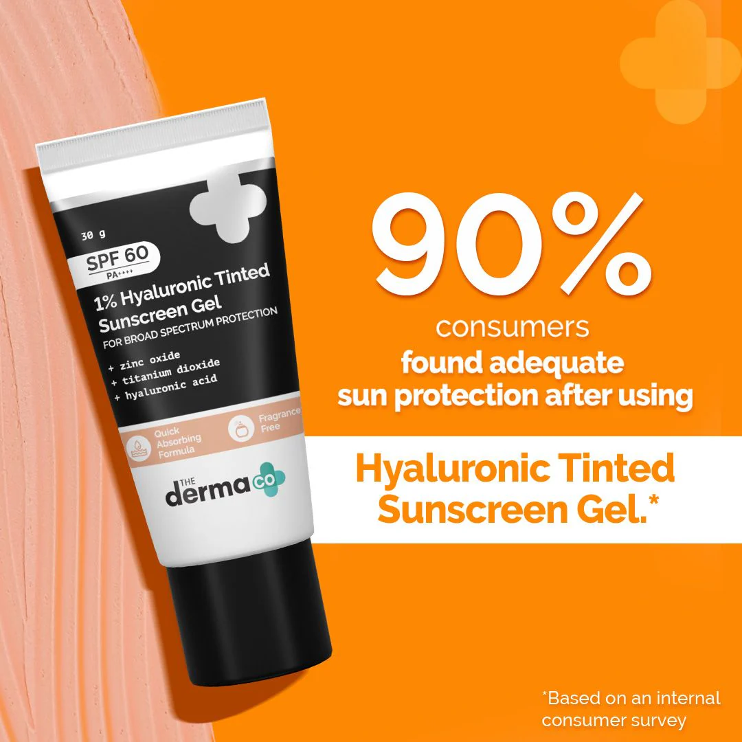 1% Hyaluronic Tinted Sunscreen Gel with SPF 60 & PA++++ for Broad Spectrum Protection - 30g - Image 4