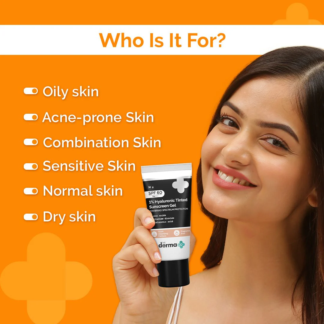 1% Hyaluronic Tinted Sunscreen Gel with SPF 60 & PA++++ for Broad Spectrum Protection - 30g - Image 5