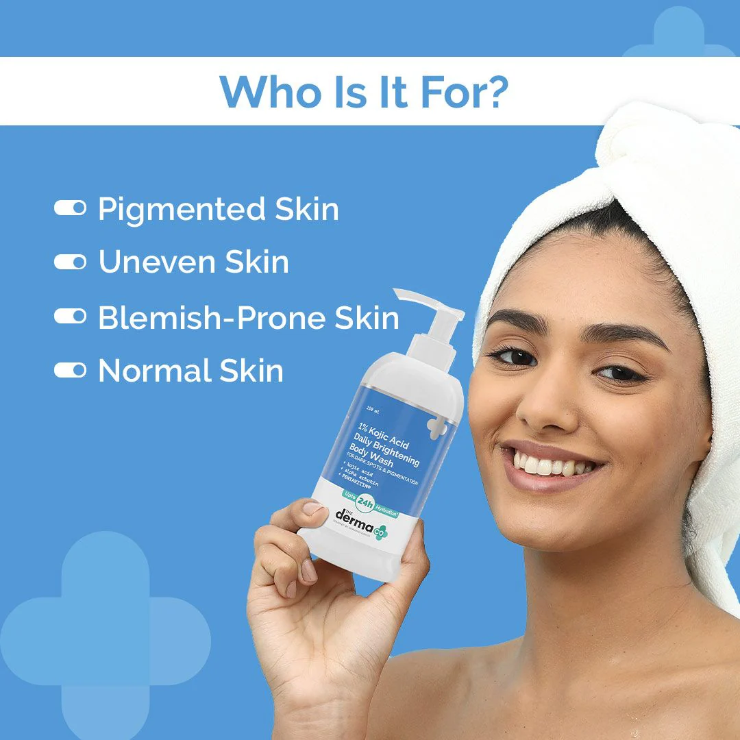 1% Kojic Acid Daily Brightening Body Wash with Alpha Arbutin For Dark Spots & Pigmentation - 250ml - Image 3