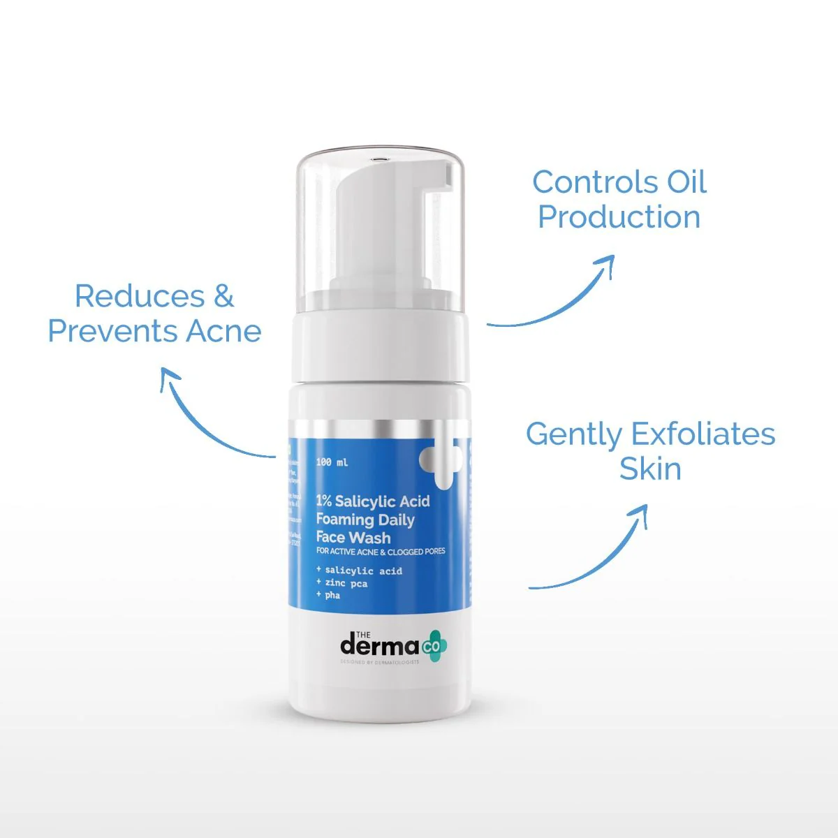 1% Salicylic Acid Foaming Daily Face Wash with Salicylic Acid, Zinc PCA & PHA  - 100 ml - Image 3