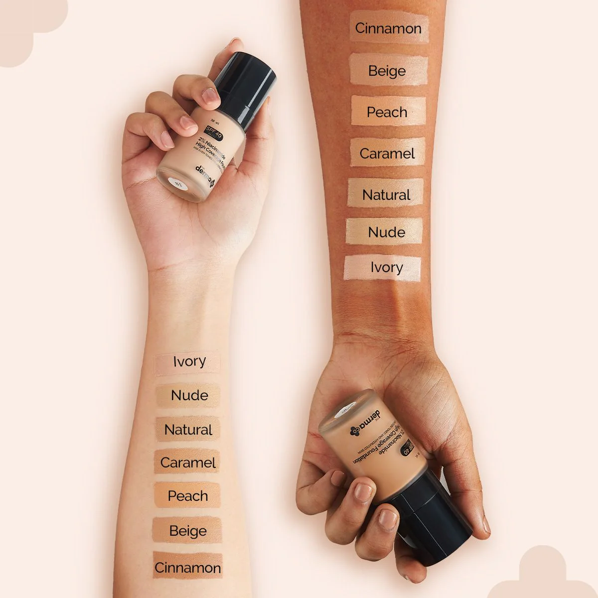 2% Niacinamide High Coverage Foundation With 1% Hyaluronic Acid Complex & SPF 40 PA+++ for 12 Hour Long Stay & 12 Hour Oil Control | 07 Cinnamon - Image 7