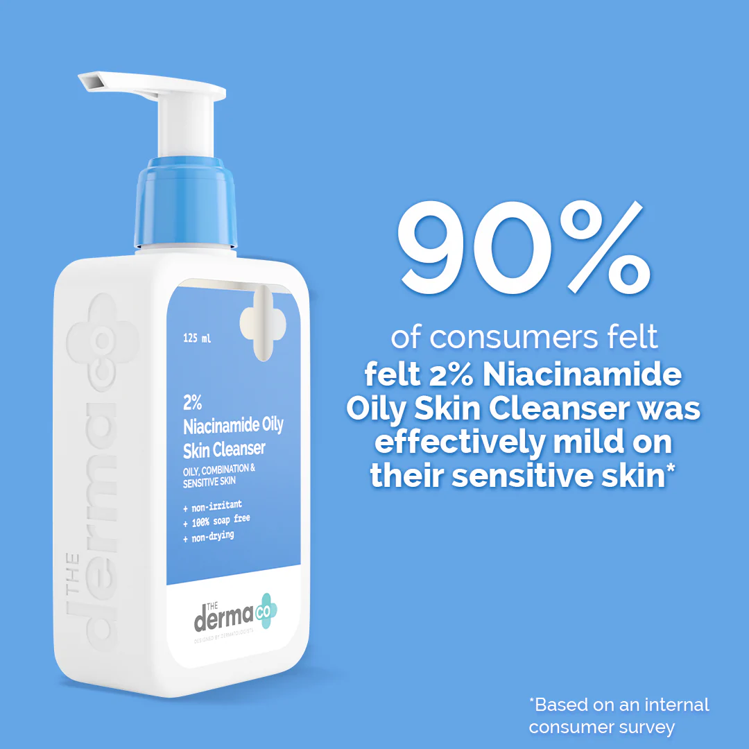 2% Niacinamide Oily Skin Cleanser for Sensitive, Oily & Combination Skin 125 ml  Non-Irritant | 100% Soap-Free | Non-Drying | Gently Cleanses Makeup - Image 3