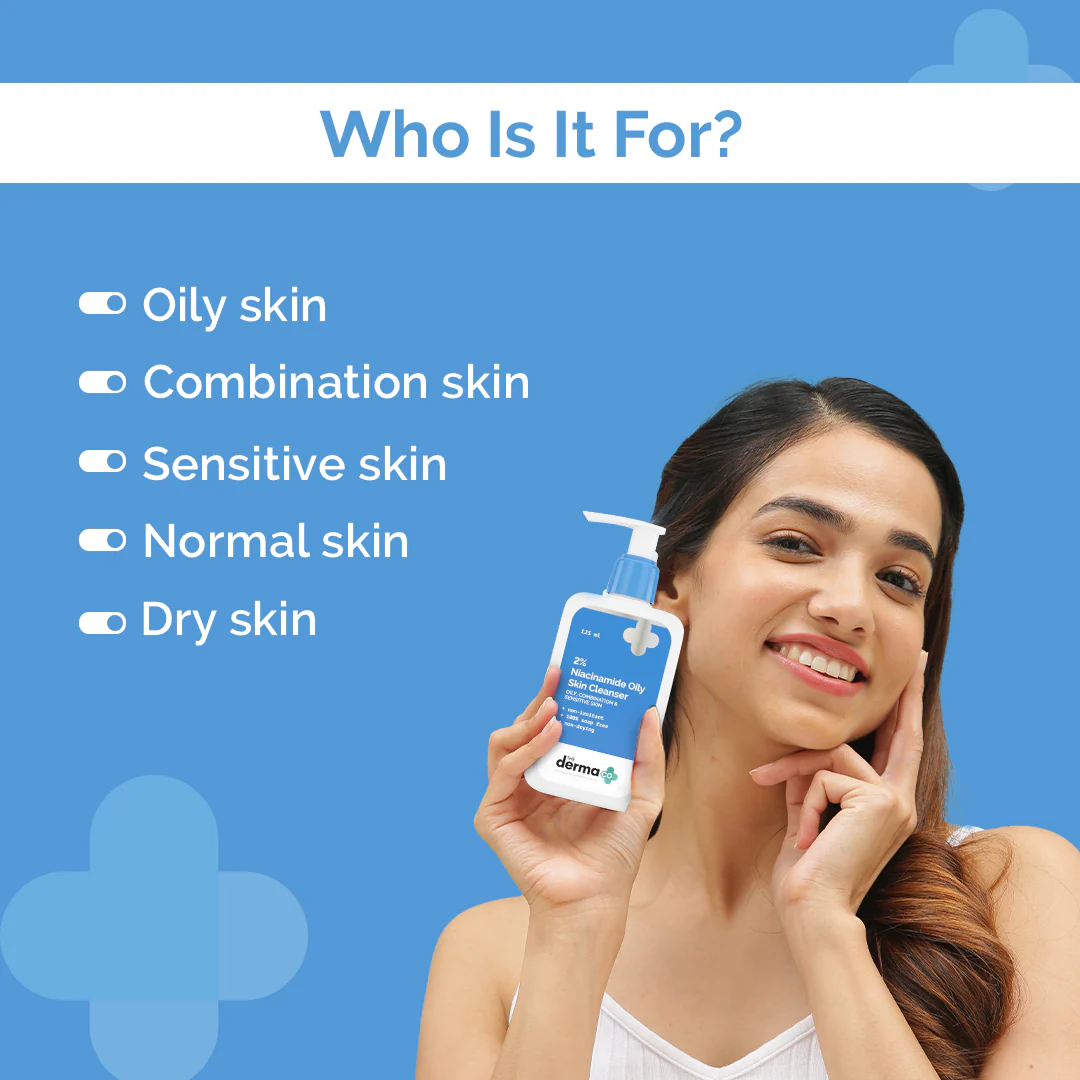 2% Niacinamide Oily Skin Cleanser for Sensitive, Oily & Combination Skin 125 ml  Non-Irritant | 100% Soap-Free | Non-Drying | Gently Cleanses Makeup - Image 4