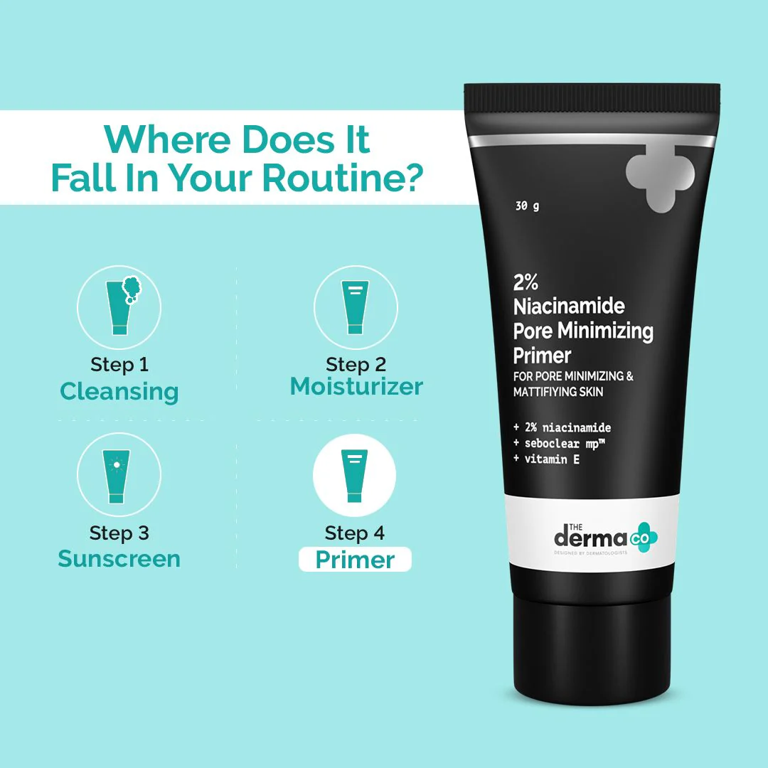 2% Niacinamide Pore Minimizing Primer For Pore Minimizing & Mattifying Skin - 30g - Image 4