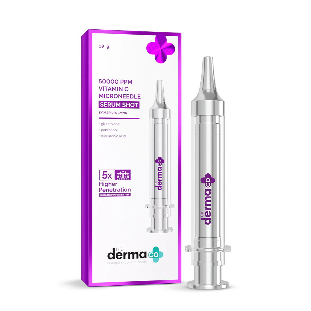 50000 PPM Vitamin C Microneedle Serum Shot with Glutathione, Panthenol & Hyaluronic Acid for Bright & Revitalized Skin - 10 g - Image 10