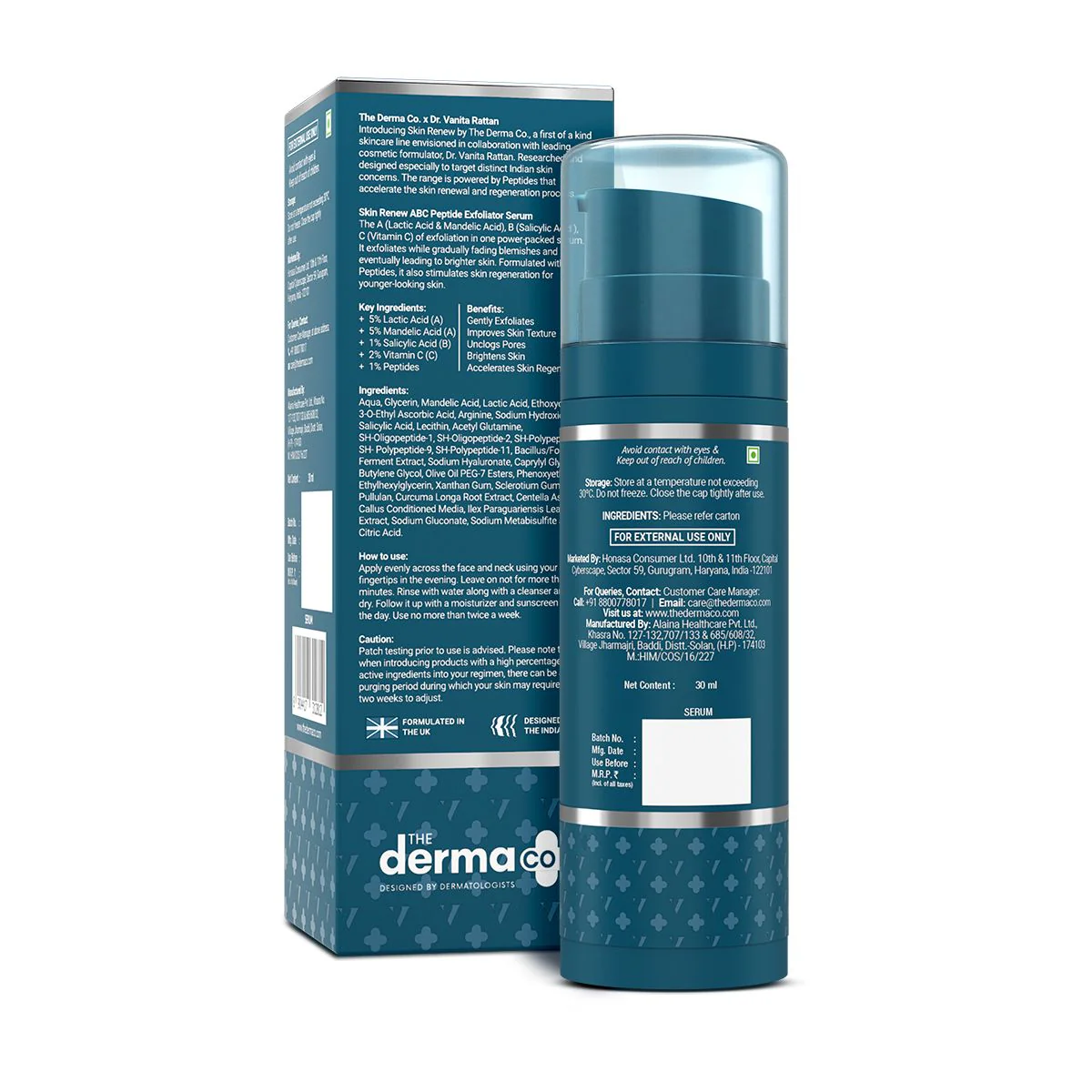 The Derma Co. X Dr V Skin Renew ABC Peptide Exfoliator Serum with Lactic Acid, Salicylic Acid, and Peptides - 30 ml - Image 6
