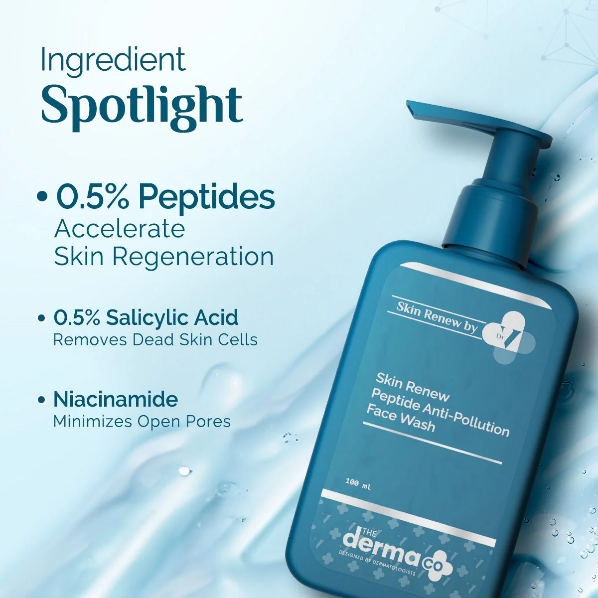 The Derma Co. X Dr V Skin Renew Peptide Anti-Pollution Face Wash with Peptides & Niacinamide - 100 ml - Image 3
