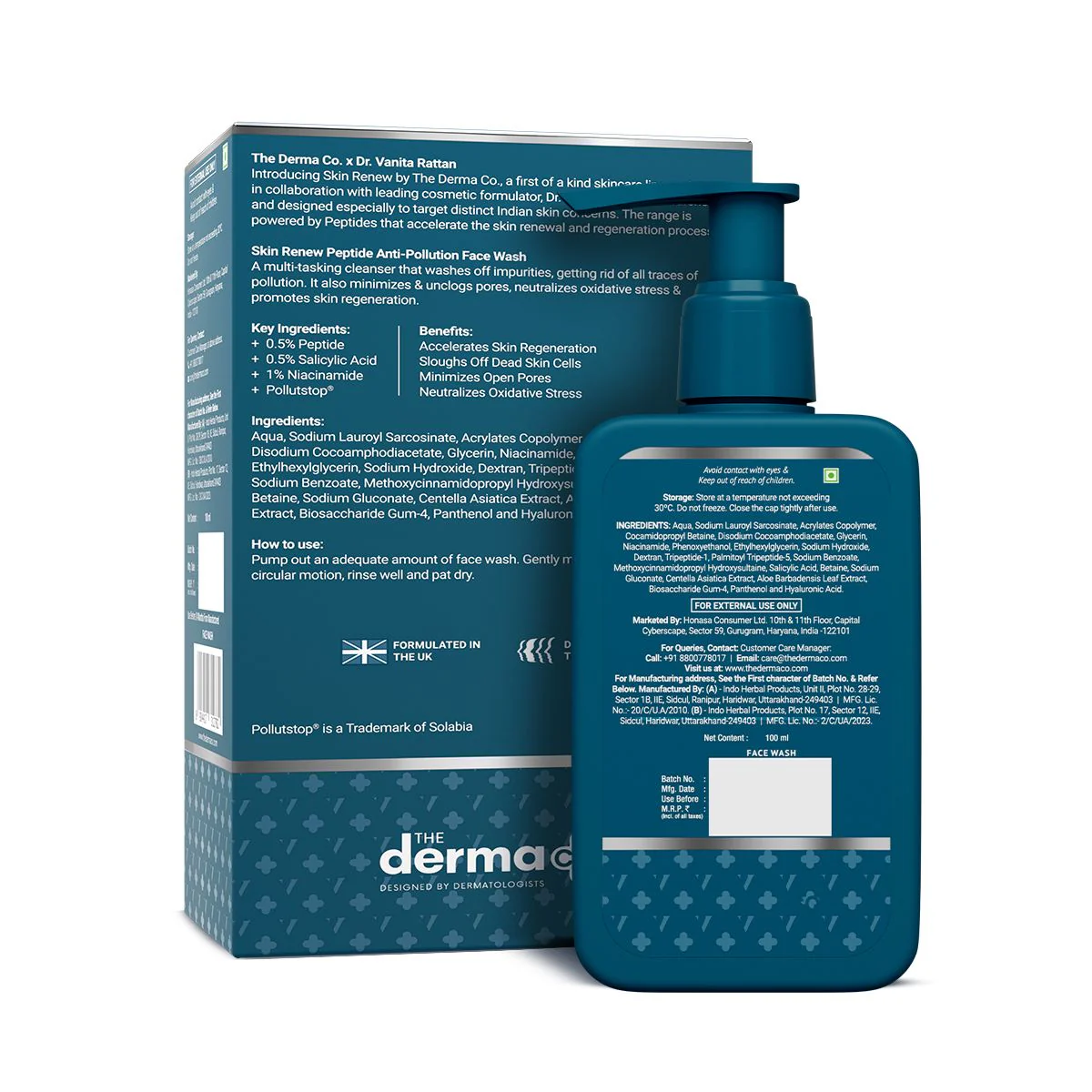 The Derma Co. X Dr V Skin Renew Peptide Anti-Pollution Face Wash with Peptides & Niacinamide - 100 ml - Image 6