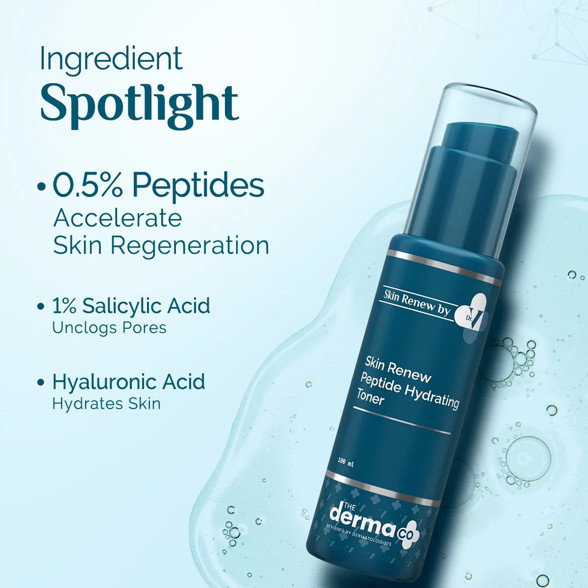 The Derma Co. X Dr V Skin Renew Peptide Hydrating Toner with Peptide & Hyaluronic Acid - 100 ml - Image 3