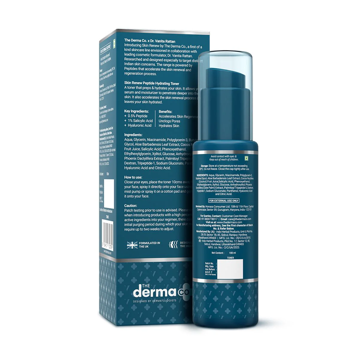 The Derma Co. X Dr V Skin Renew Peptide Hydrating Toner with Peptide & Hyaluronic Acid - 100 ml - Image 8