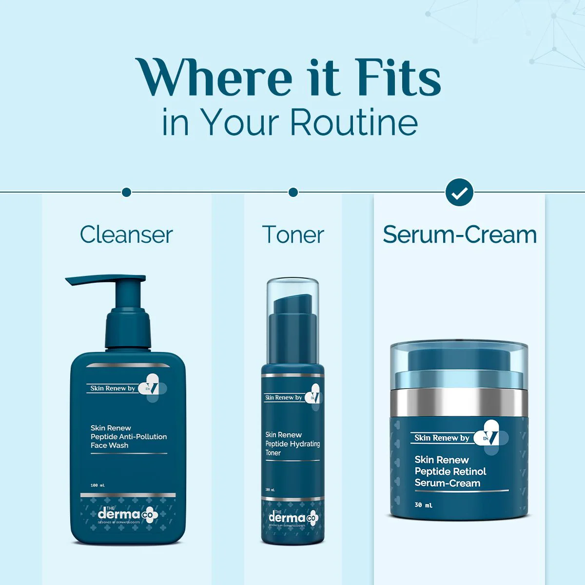 The Derma Co. X Dr V Skin Renew Peptide Retinol Serum-Cream with Peptide & Retinol - 30 ml - Image 5