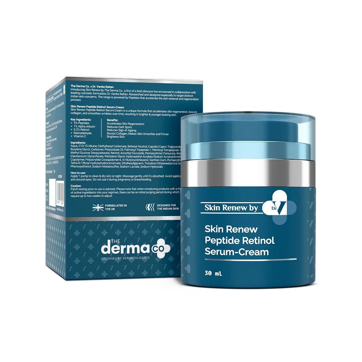 The Derma Co. X Dr V Skin Renew Peptide Retinol Serum-Cream with Peptide & Retinol - 30 ml - Image 7