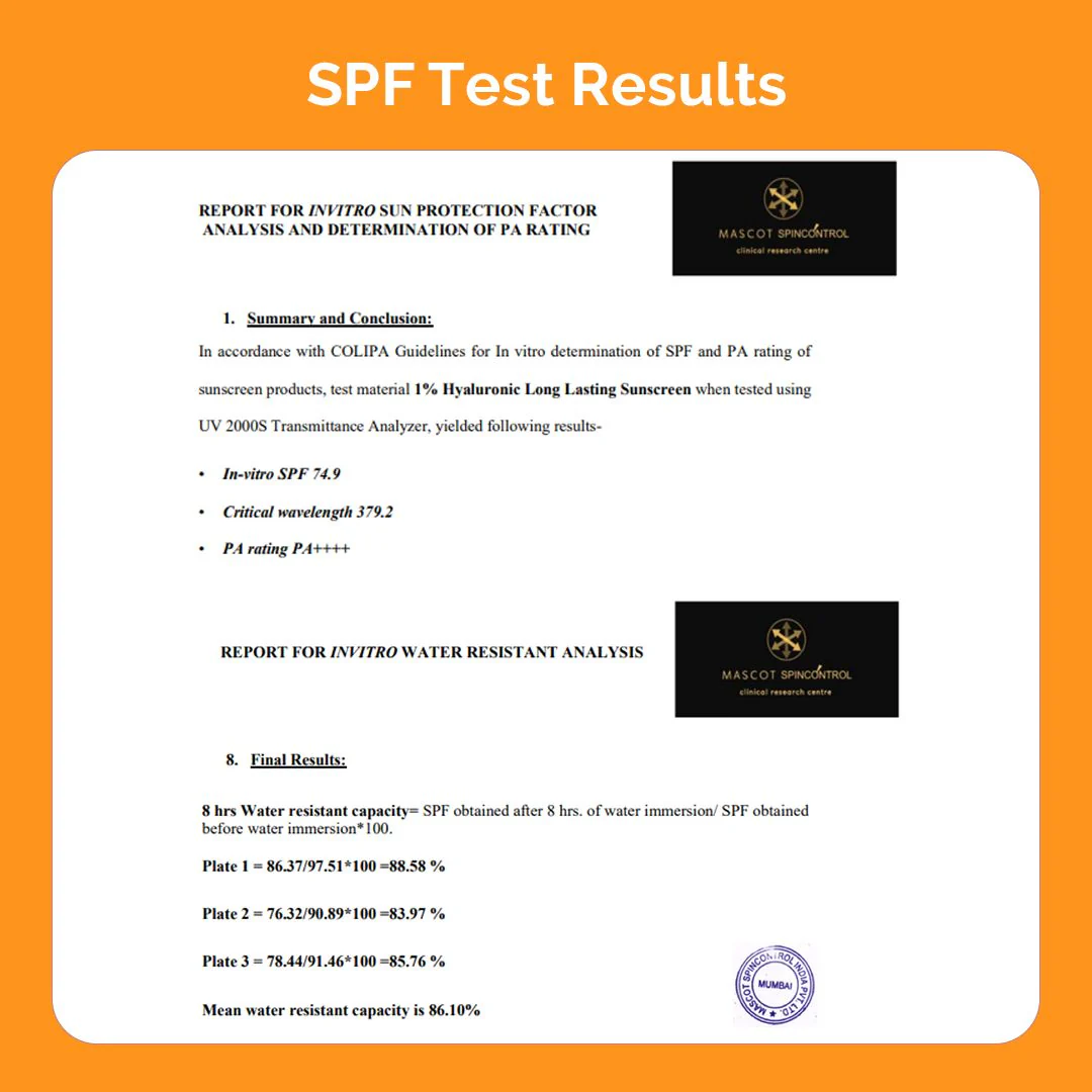 1% Hyaluronic Long Lasting Sunscreen SPF 50 & PA++++ with Hyaluronic Acid & Vitamin E  for Upto 6-Hour Sun Protection- 50 g - Image 3