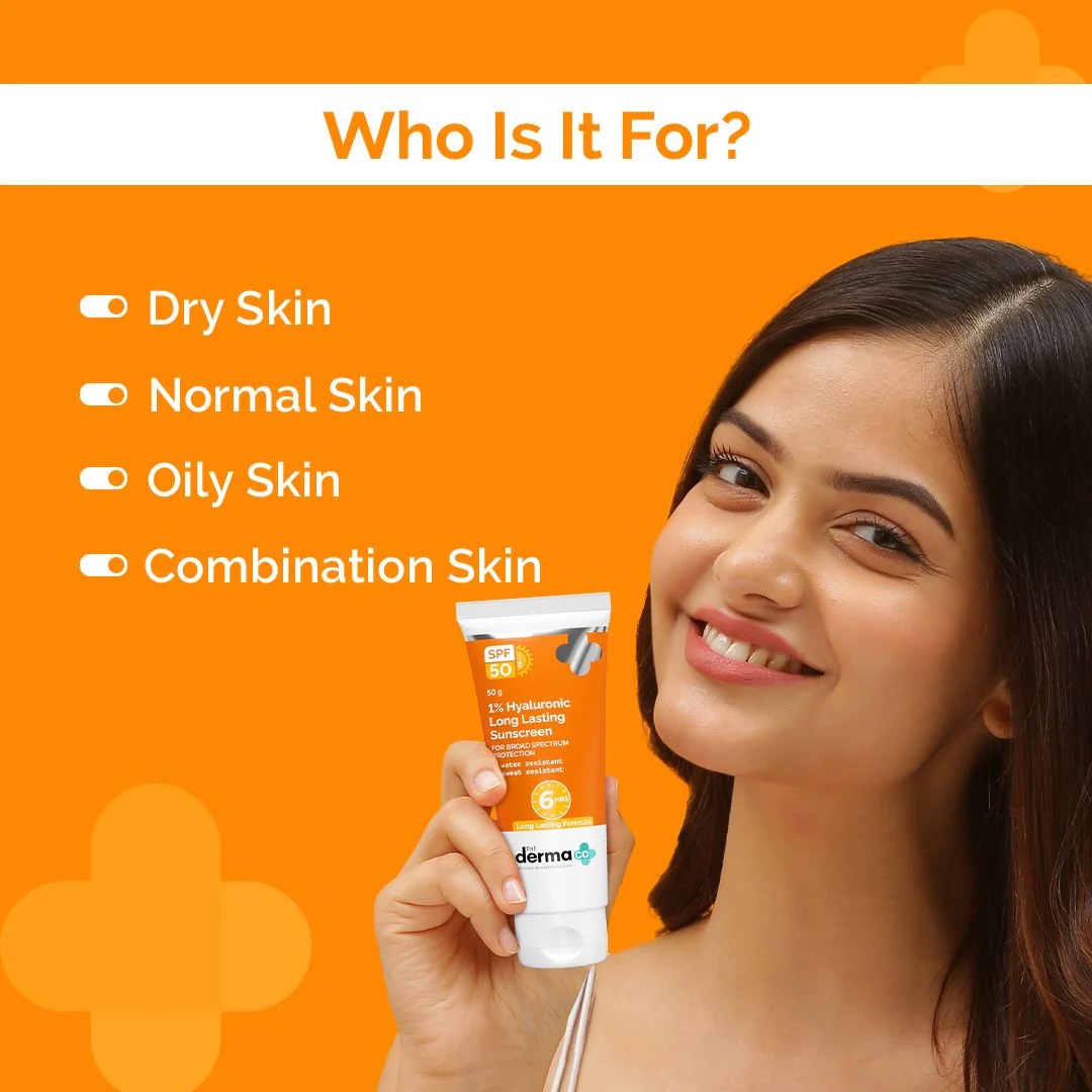 1% Hyaluronic Long Lasting Sunscreen SPF 50 & PA++++ with Hyaluronic Acid & Vitamin E  for Upto 6-Hour Sun Protection- 50 g - Image 5