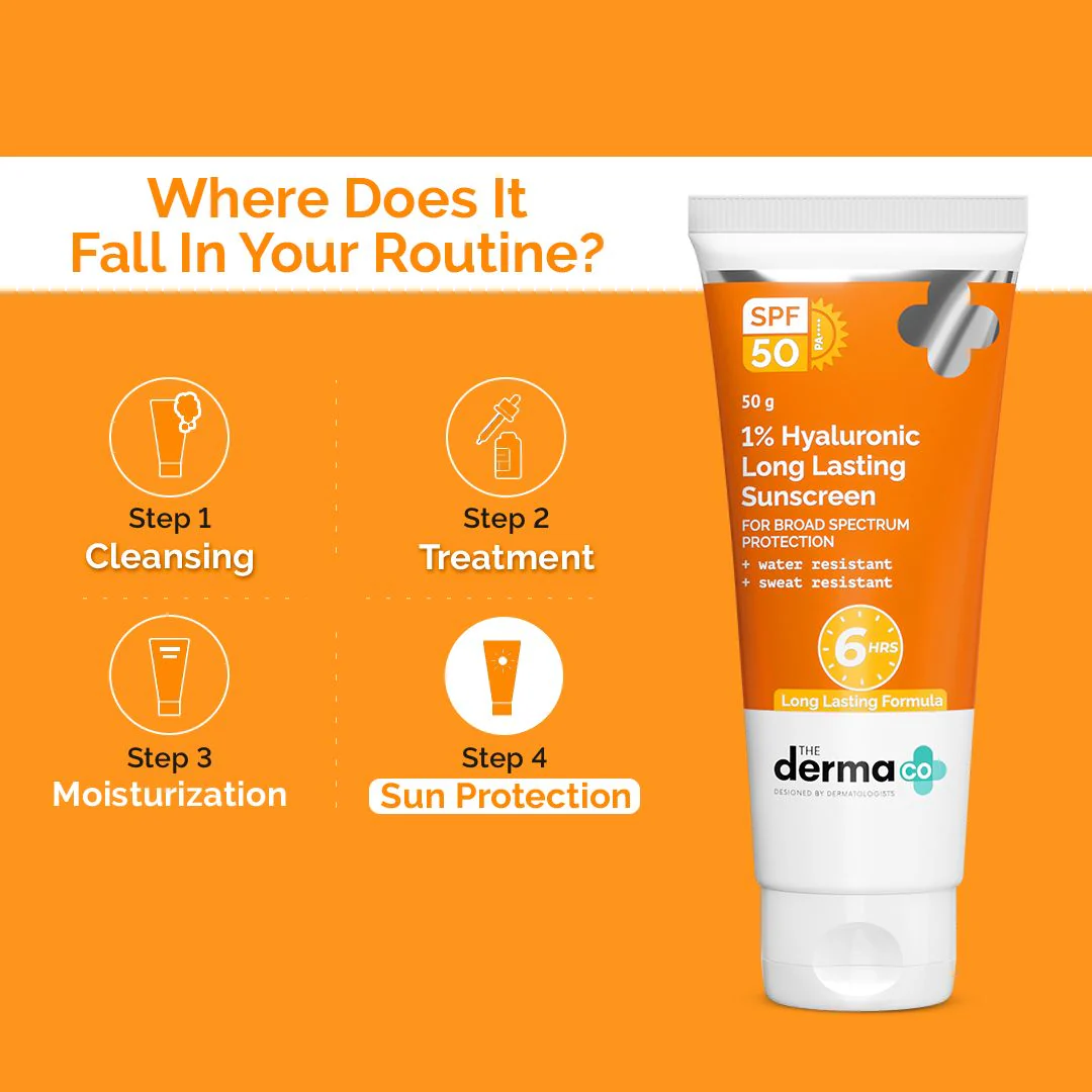 1% Hyaluronic Long Lasting Sunscreen SPF 50 & PA++++ with Hyaluronic Acid & Vitamin E  for Upto 6-Hour Sun Protection- 50 g - Image 6